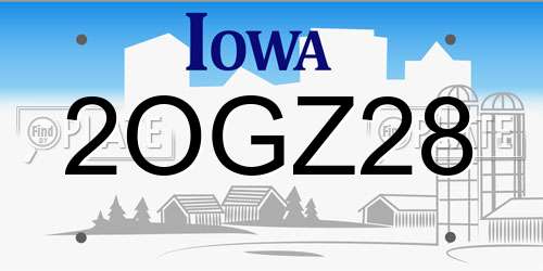 2OGZ28 Iowa License Plate