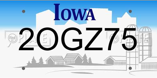 2OGZ75 Iowa License Plate