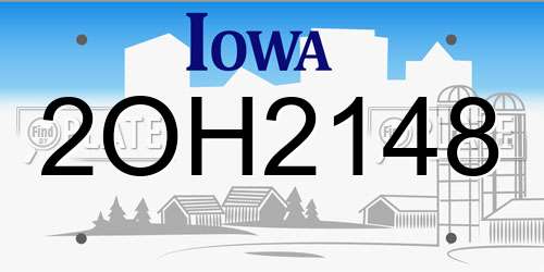 2OH2148 Iowa License Plate