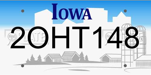 2OHT148 Iowa License Plate