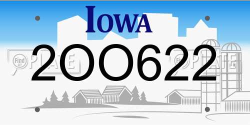 2OO622 Iowa License Plate
