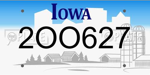 2OO627 Iowa License Plate