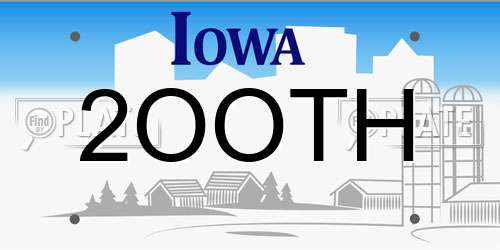 2OOTH Iowa License Plate