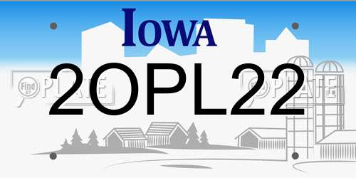 2OPL22 Iowa License Plate