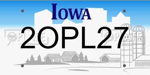2OPL27 Iowa License Plate