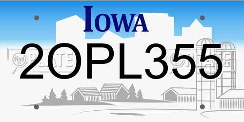 2OPL355 Iowa License Plate