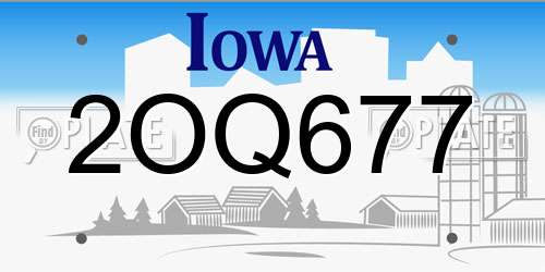 2OQ677 Iowa License Plate