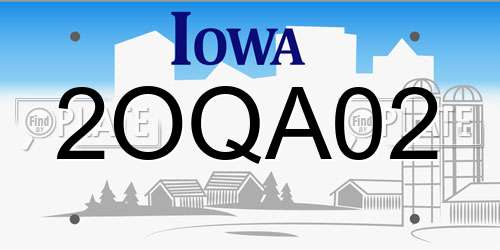 2OQA02 Iowa License Plate