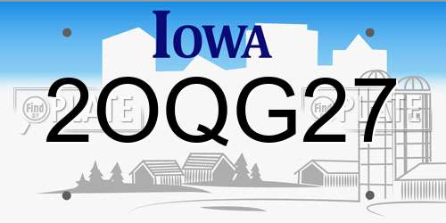 2OQG27 Iowa License Plate