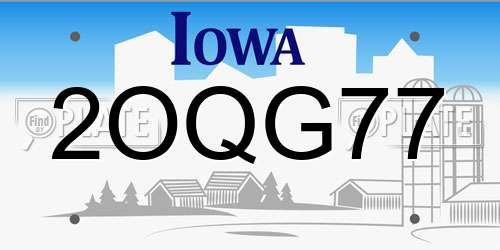 2OQG77 Iowa License Plate