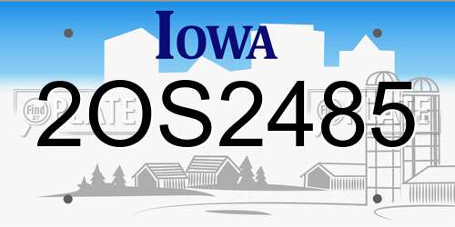 2OS2485 Iowa License Plate