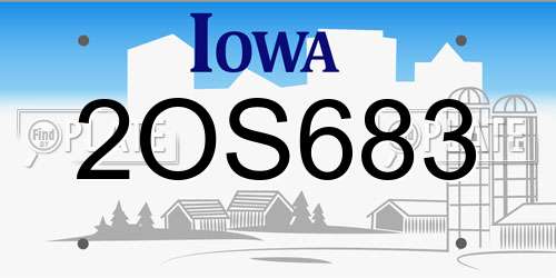 2OS683 Iowa License Plate