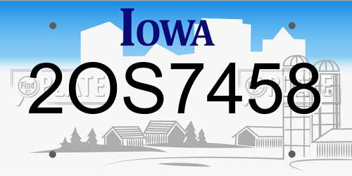 2OS7458 Iowa License Plate