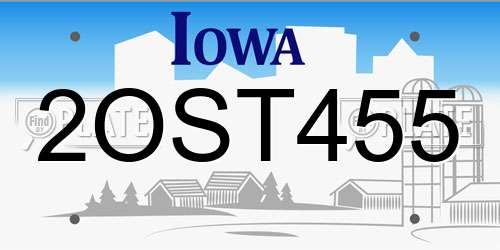 2OST455 Iowa License Plate