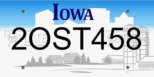 2OST458 Iowa License Plate