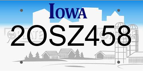 2OSZ458 Iowa License Plate