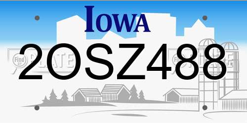 2OSZ488 Iowa License Plate