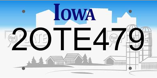 2OTE479 Iowa License Plate