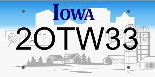 2OTW33 Iowa License Plate