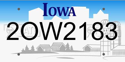 2OW2183 Iowa License Plate