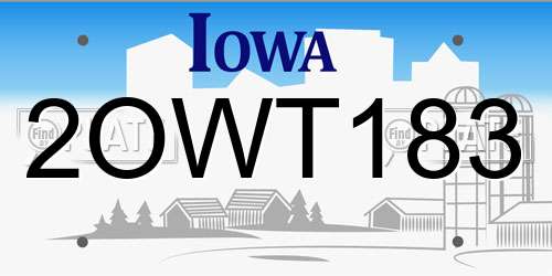 2OWT183 Iowa License Plate