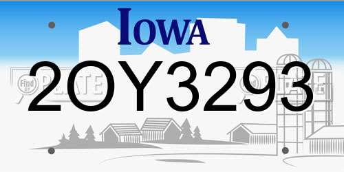 2OY3293 Iowa License Plate
