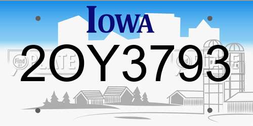 2OY3793 Iowa License Plate