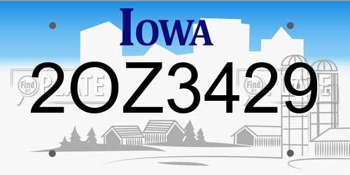 2OZ3429 Iowa License Plate