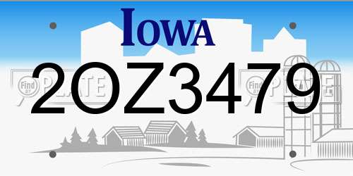 2OZ3479 Iowa License Plate