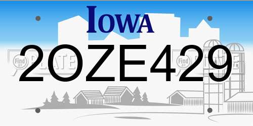 2OZE429 Iowa License Plate