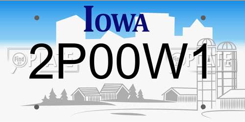 2P00W1 Iowa License Plate