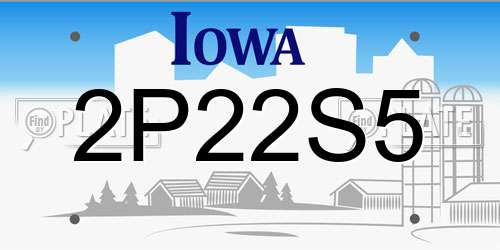 2P22S5 Iowa License Plate