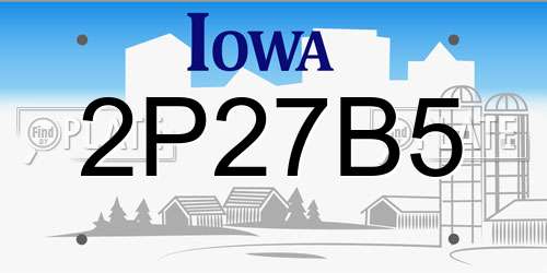 2P27B5 Iowa License Plate
