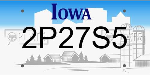 2P27S5 Iowa License Plate