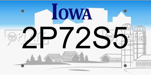 2P72S5 Iowa License Plate