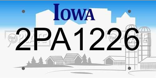 2PA1226 Iowa License Plate