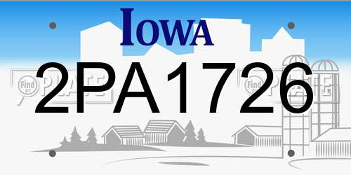 2PA1726 Iowa License Plate