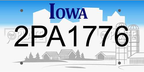 2PA1776 Iowa License Plate