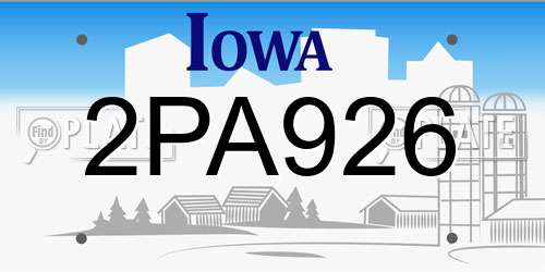 2PA926 Iowa License Plate