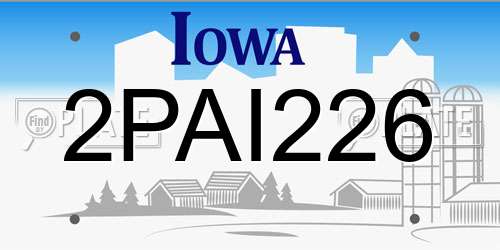 2PAI226 Iowa License Plate