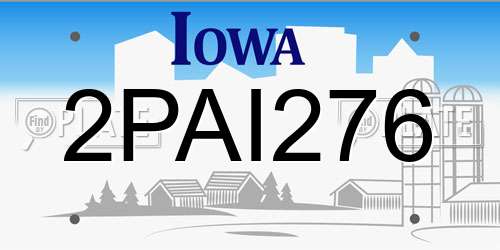 2PAI276 Iowa License Plate