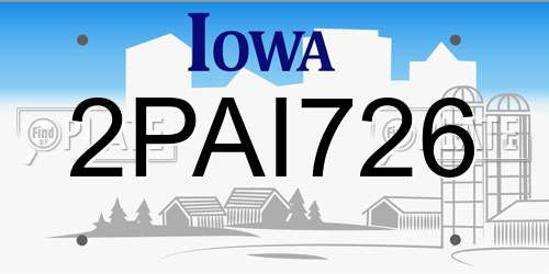 2PAI726 Iowa License Plate