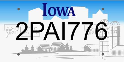 2PAI776 Iowa License Plate