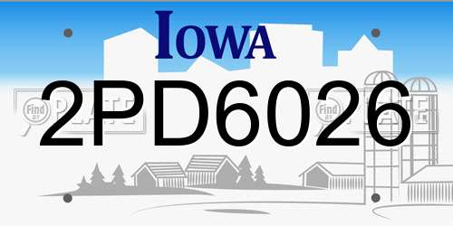 2PD6026 Iowa License Plate