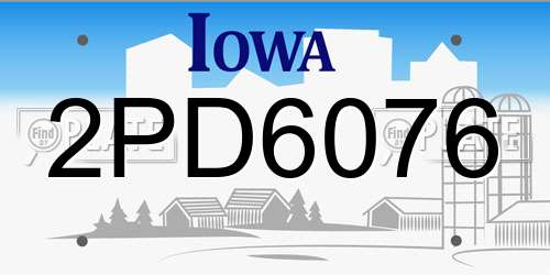 2PD6076 Iowa License Plate