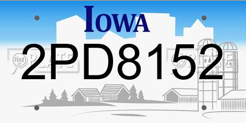 2PD8152 Iowa License Plate