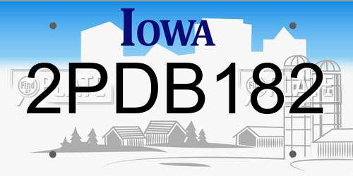 2PDB182 Iowa License Plate