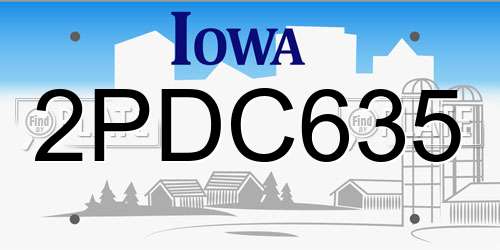 2PDC635 Iowa License Plate