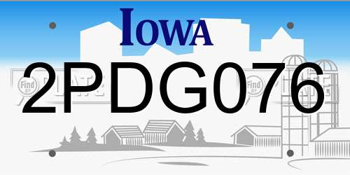 2PDG076 Iowa License Plate