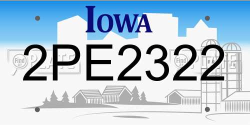 2PE2322 Iowa License Plate